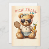 Pickleball Party Turnier Einladungen Teddy Bear (Vorne/Hinten)