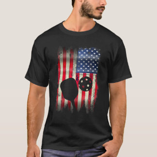 Pickleball Patriotic USA Flag 4. Juli T-Shirt