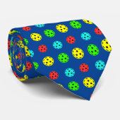 Pickleball Pattern Blue Neck Tie Krawatte (Gerollt)