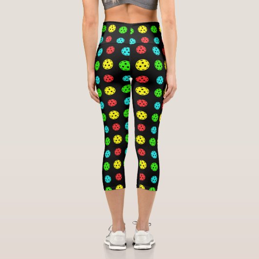 Pickleball Pattern multicolor Capri Leggings (Rückseite)