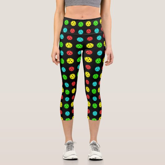 Pickleball Pattern multicolor Capri Leggings (Vorderseite)