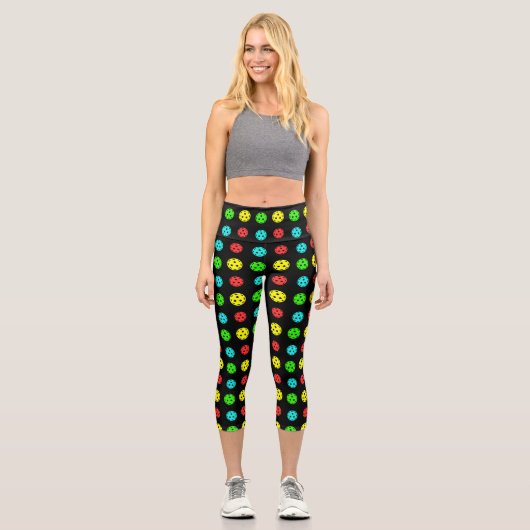 Pickleball Pattern multicolor Capri Leggings (Vorderseite)