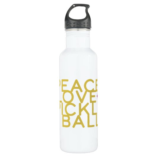 Pickleball Peace and Liebe Yellow Water Flasche Edelstahlflasche (Vorderseite)