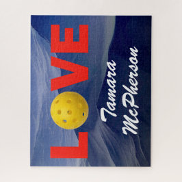 Pickleball personalisieren mit Name Blue Backgroun Puzzle