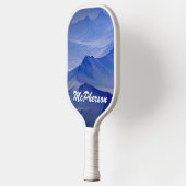 Pickleball personalisieren mit Name Blue Backgroun Schläger (Links)