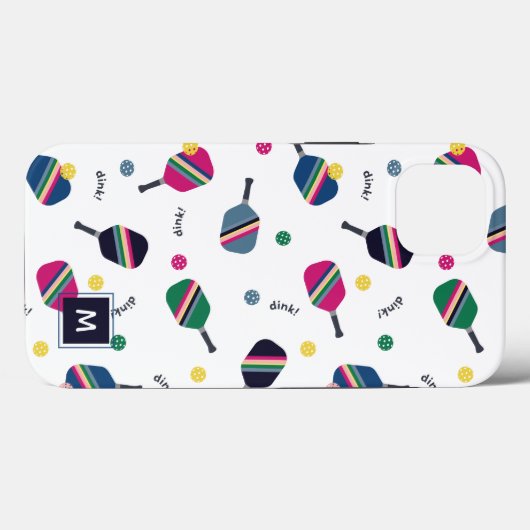 Pickleball Personalisiert Monogram Blue Green Pink Case-Mate iPhone Hülle (Rückseite (Horizontal))