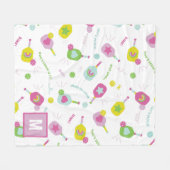 Pickleball Personalisiert Monogram Blue Green Pink Fleecedecke (Vorderseite (Horizontal))