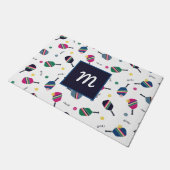 Pickleball Personalisiert Monogram Blue Green Pink Fußmatte (Schrägansicht)