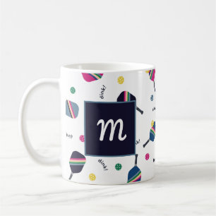 Pickleball Personalisiert Monogram Blue Green Pink Kaffeetasse