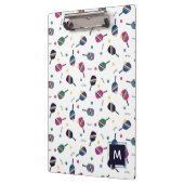 Pickleball Personalisiert Monogram Blue Green Pink Klemmbrett (Links)