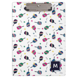 Pickleball Personalisiert Monogram Blue Green Pink Klemmbrett