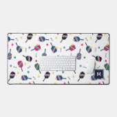 Pickleball Personalisiert Monogram Blue Green Pink Schreibtischunterlage (Tastatur & Maus)