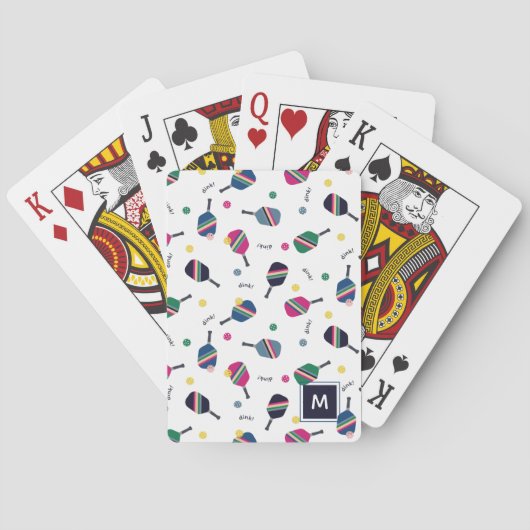 Pickleball Personalisiert Monogram Blue Green Pink Spielkarten (Rückseite)