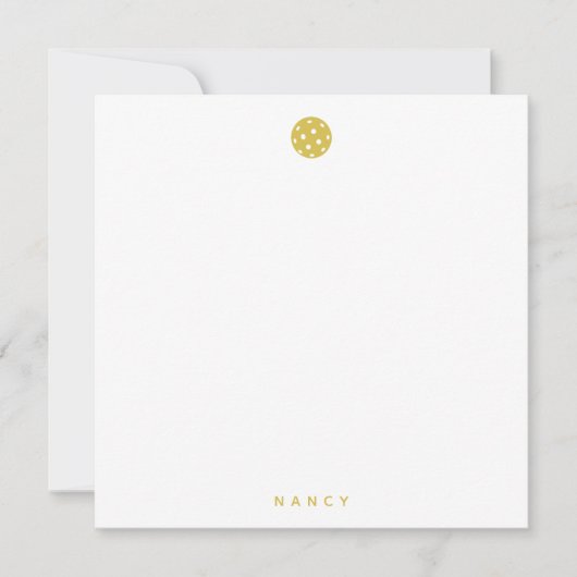 Pickleball Personalisiert Name Mustard Yellow Mitteilungskarte (Vorderseite)