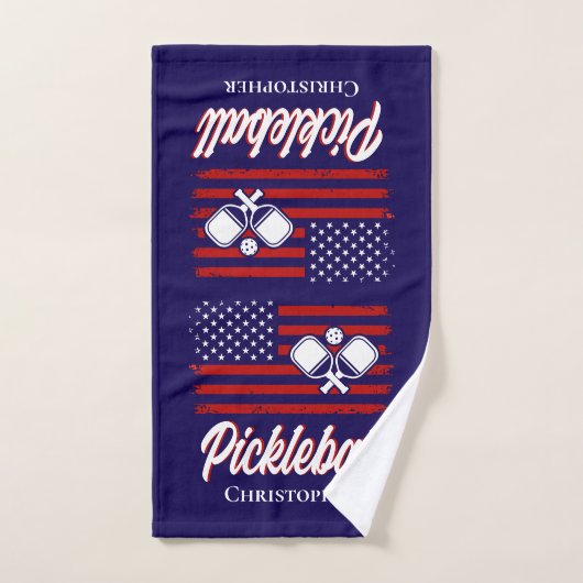 Pickleball, personalisiert Red White Blauer Flag Handtuch (Handtuch)