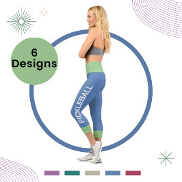 Pickleball Personalisiert Sage-Blue High Waisted Capri Leggings