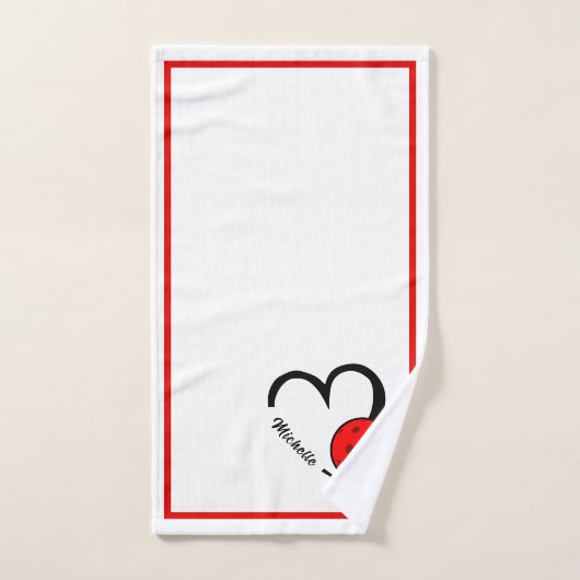 Pickleball Personalized Heart Red and White Handtuch (Handtuch)