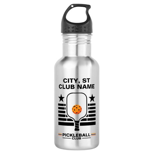 Pickleball Personalized Name Pickleball Club Edelstahlflasche (Vorderseite)