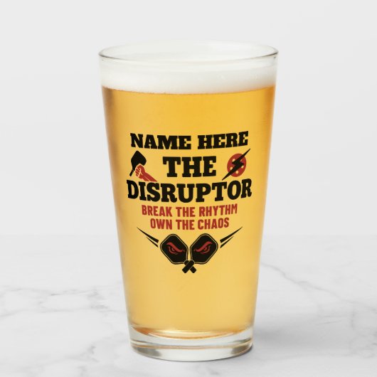 Pickleball Personalized Name The Disruptor Beer Glas (Vorne (Gefüllt))