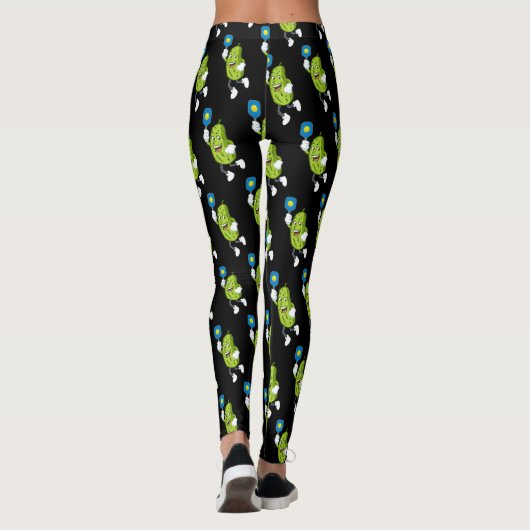 Pickleball Pickle Holding Paddle and Ball Leggings (Rückseite)