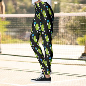 Pickleball Pickle Holding Paddle and Ball Leggings