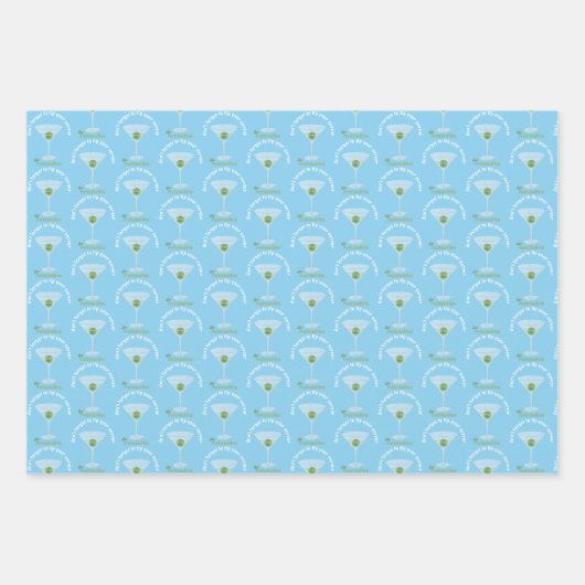 Pickleball Pickle Martini Funny Dink Blue Geschenkpapier Set (Vorderseite 3)