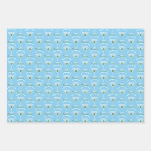 Pickleball Pickle Martini Funny Dink Blue Geschenkpapier Set (Vorderseite 2)