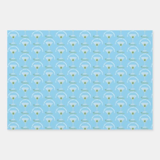 Pickleball Pickle Martini Funny Dink Blue Geschenkpapier Set (Vorderseite)