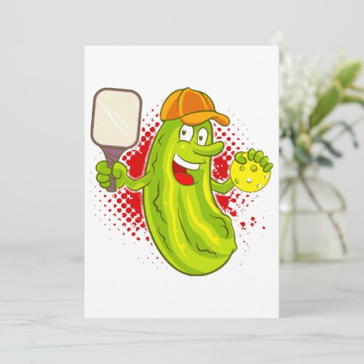 Pickleball Pickle Player Einladung (Stehend Vorderseite)