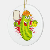 Pickleball Pickle Player Keramik Ornament (Links)