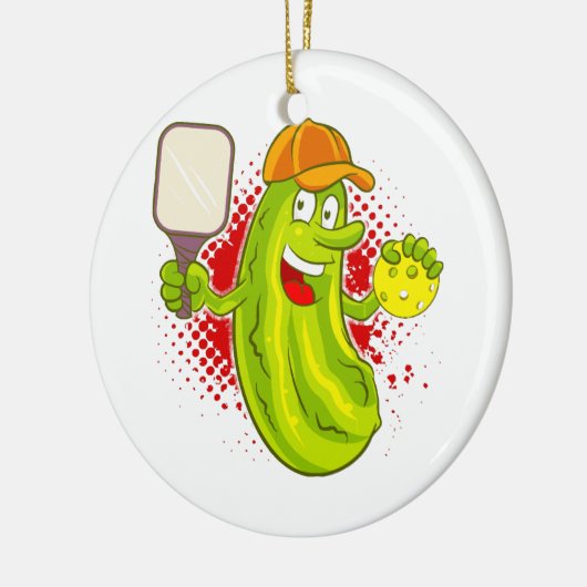 Pickleball Pickle Player Keramik Ornament (Links)