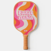 Pickleball Picklemania Retro Waves Text Initials Schläger (Vorderseite)