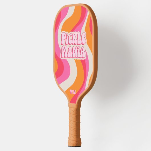 Pickleball Picklemania Retro Waves Text Initials Schläger (Links)