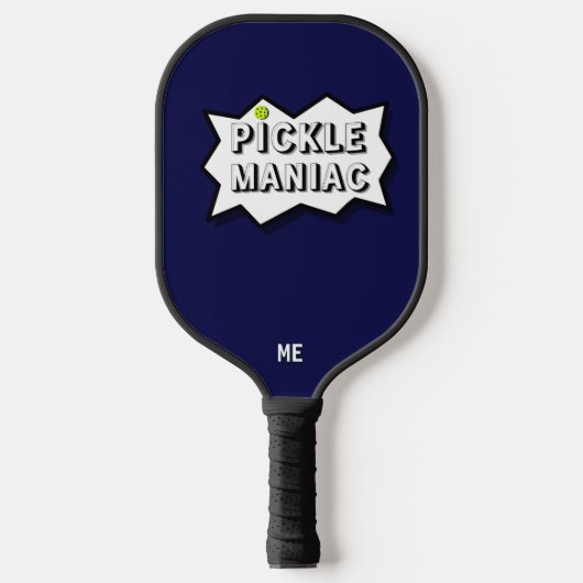 Pickleball PickleManiac Funny Comic Blau Schläger (Vorderseite)
