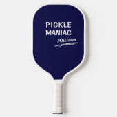 Pickleball PickleManiac Name Modern lustig Blau Schläger (Rückseite)