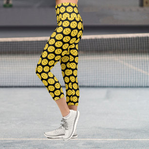 Pickleball Pikleball-Muster Schwarz Capri Leggings