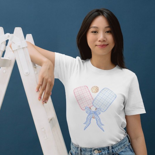Pickleball Pink Blue RIbbon Coquette T-Shirt