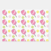Pickleball Pink Green & Yellow Paddle und Balls Geschenkpapier Set (Vorderseite 3)