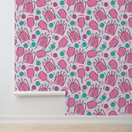 Pickleball Pink Paddle Blue Pink Ball Preppy Tapete