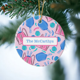 Pickleball Pink Preppy Personalisiert Keramik Ornament