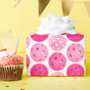 Pickleball Pink & White Pickleballs Personalisiert Geschenkpapier