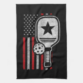 Pickleball Player - American Flag Pickleball - Bil Geschirrtuch (Vertikal)