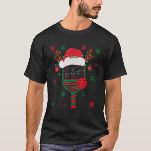 Pickleball Player Christmas Holiday Reindeer Xmas T-Shirt (Vorderseite)