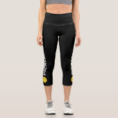 Pickleball Player Custom High Waised Black Yellow Capri Leggings (Vorderseite)