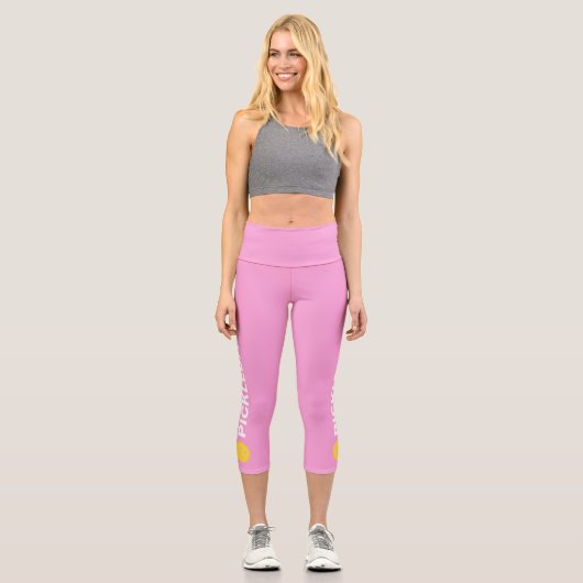 Pickleball Player Custom High Waised Light Pink Capri Leggings (Vorderseite)