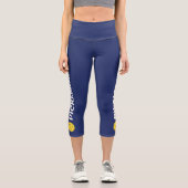 Pickleball Player Custom High Waisted Navy Blue Capri Leggings (Vorderseite)