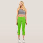 Pickleball Player Custom High Waisted Nebel Green Capri Leggings (Vorderseite)