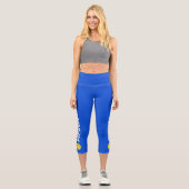 Pickleball Player Custom High Waisted Royal Blue Capri Leggings (Vorderseite)