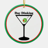 Pickleball Player Day Dinking Ball Martini Olive Keramik Ornament (Vorne)
