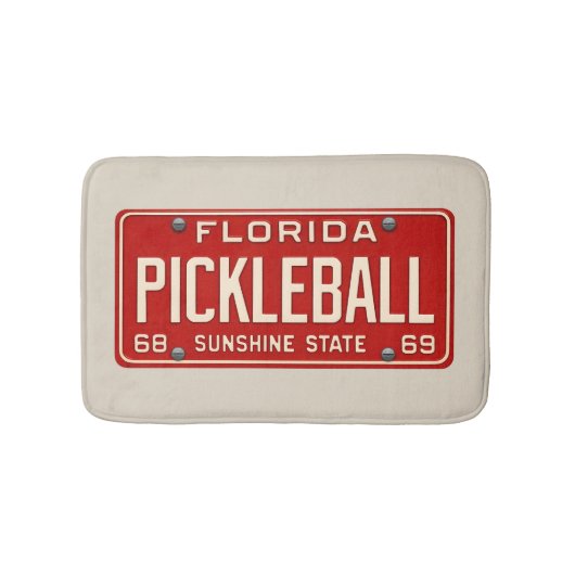 Pickleball Player Fan Retro Florida License Plate Badematte (Vorderseite)